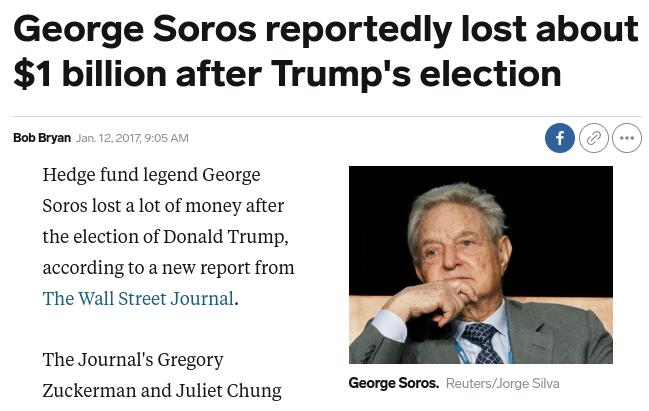 Soros Loses Billion After Trump Win