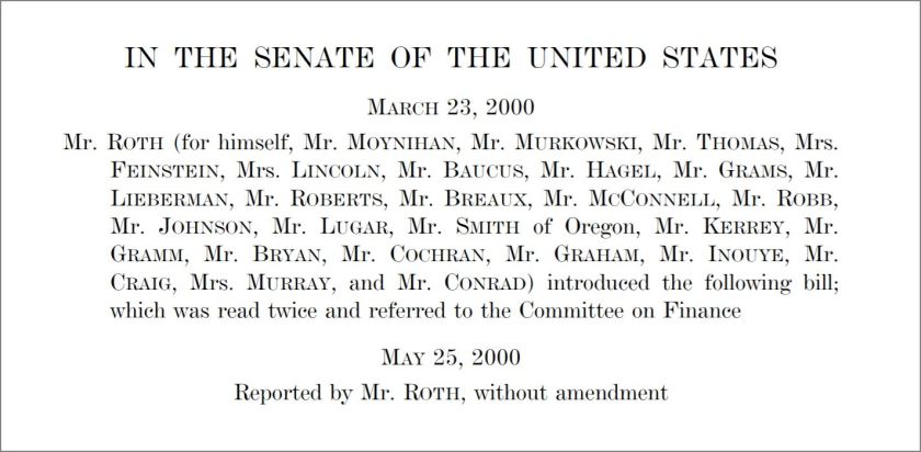 Congressional Sponsors of Bill S.2277 2000